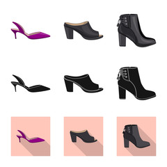 Isolated object of footwear and woman sign. Set of footwear and foot vector icon for stock.