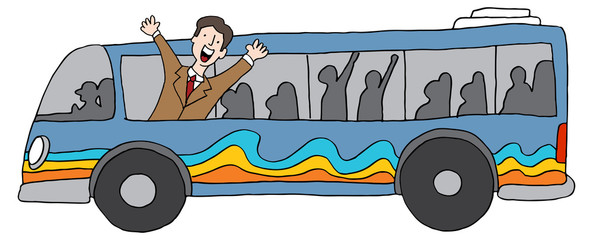 businessman city bus public transportation
