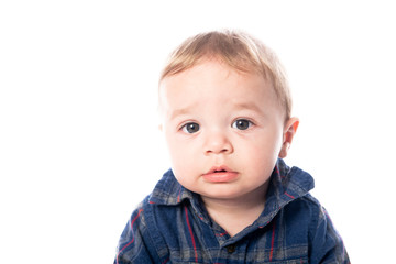 A Cute Little baby Boy Isolated on the White Background.