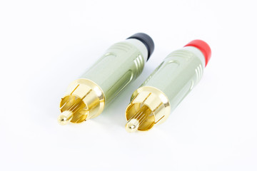 Audio cinch connectors, RCA on white background