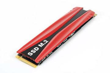 SSD hard drive disk, type M.2 NVMe on white background