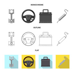Vector illustration of auto and part sign. Collection of auto and car vector icon for stock.