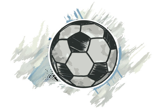 Football ball with a watercolor effect. Vector illustration.