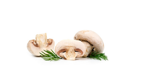 Fototapeta premium sliced champignons on a white background
