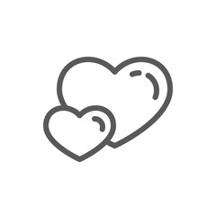 Two hearts line icon with editable stroke - outline romantic symbol of couple of heart shapes.