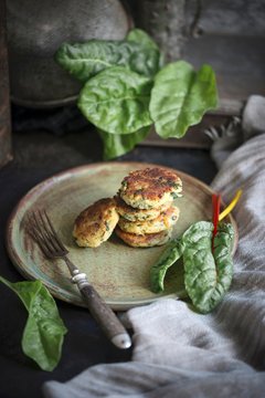 Potato and chard fritters (vegan)