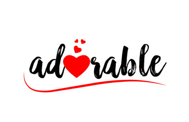 adorable word text typography design logo icon with red love heart