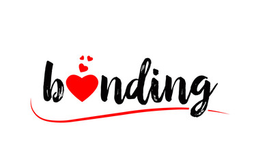 bonding word text typography design logo icon with red love heart