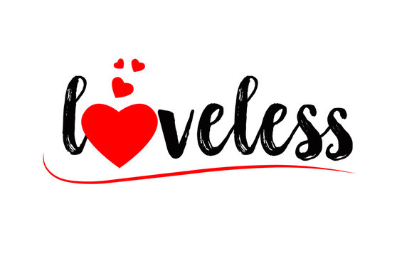 loveless word text typography design logo icon with red love heart