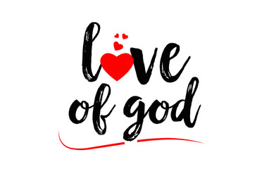 love of god word text typography design logo icon with red love heart