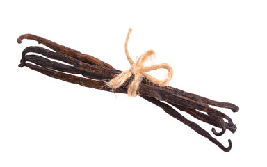 Vanilla pods. Isolated on white background. Full depth of field