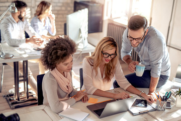 Business professionals working together