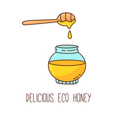 Jar of honey cartoon vector icon