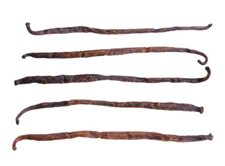 Vanilla pods. Isolated on white background. Full depth of field