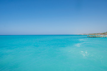 Fototapeta na wymiar tropical paradise ocean beach with blue water. travel concept