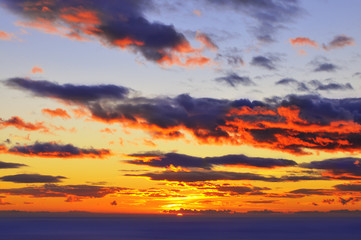 Colorful sunset landscape over sea