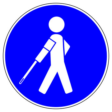 nsrb4 NewSignRoundBlue nsrb - german - Menschen mit Sehbehinderung / Blinde willkommen - english - people with visual impairment / blindness welcome (walking stick) - blue xxl g6769