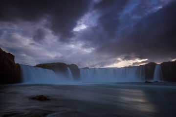 Waterfall Godafoss is the place where the lawspeaker Þorgeir Ljósvetningagoði made Christianity the official religion of Iceland. Without war and without violence they left the pagan gods right here!