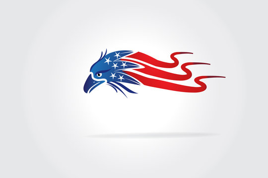 Bald Eagle American Wavy USA Flag logo vector