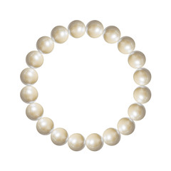 Vector Pearl Bracelet Isolated on White Background, Jewelry Object, 3D Illustration.