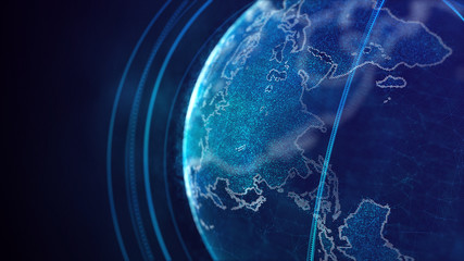 Global network connection. World map point. Representing the global. Network connection. 3D rendering.