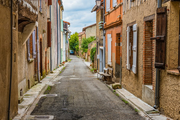 Fototapeta na wymiar Typical street in the suburbs of the village of Saint Ybars. Pamiers Middi Pyrenees France