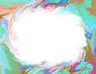 Abstract swirl fluid motion painted border frame with multicolor border design background with open space for text and copy