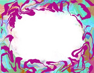Fototapeta premium Abstract swirl fluid motion painted border frame with multicolor border design background with open space for text and copy