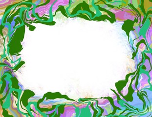 Obraz premium Abstract swirl fluid motion painted border frame with multicolor border design background with open space for text and copy