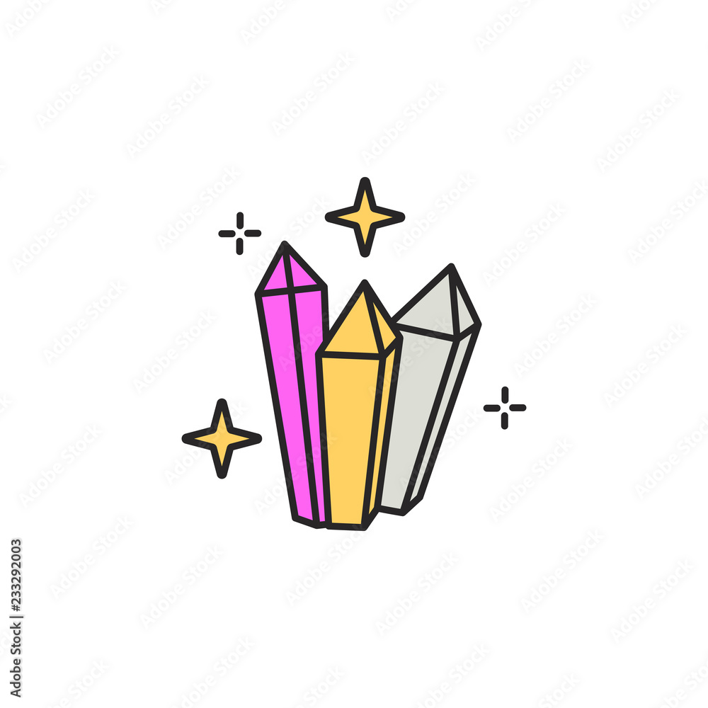 Aufkleber magic crystals icon. element of magic icon for mobile concept and web apps. color magic crystals ico