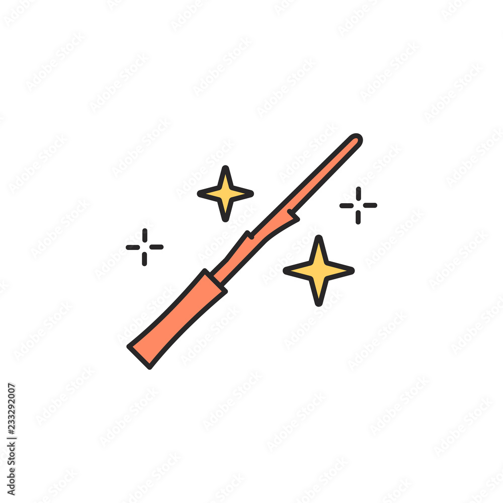 Poster magic wand icon. element of magic icon for mobile concept and web apps. color magic wand icon can be