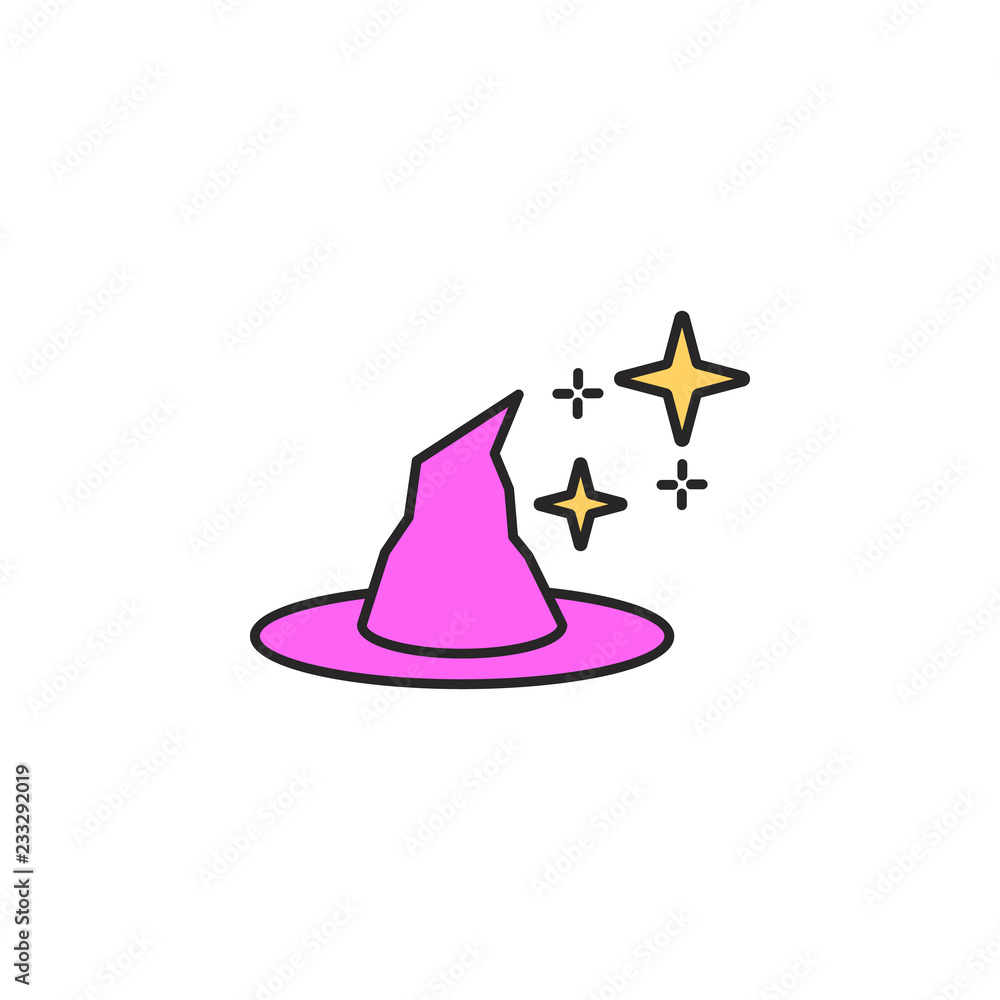 Poster witch hat icon. element of magic icon for mobile concept and web apps. color witch hat icon can be u