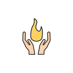 fire in hand icon. Element of magic icon for mobile concept and web apps. Color fire in hand icon can be used for web and mobile