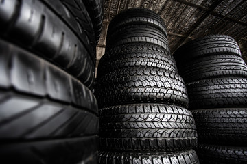 Obraz premium Stack of Car Tires
