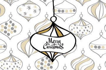 Merry Christmas card with christmas toys seamless pattern 600x400