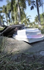 glasses, isolated, book