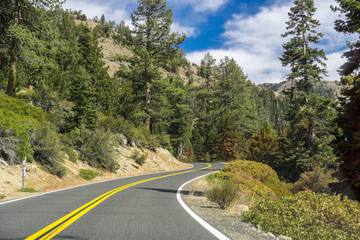 Fototapeta na wymiar Driving through the Sierra mountains on a sunny day, California