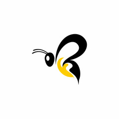 FB F B Initial Green Yellow Bee Logo Vector