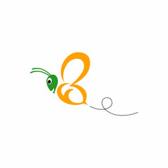 FB F B Initial Green Yellow Bee Logo Vector