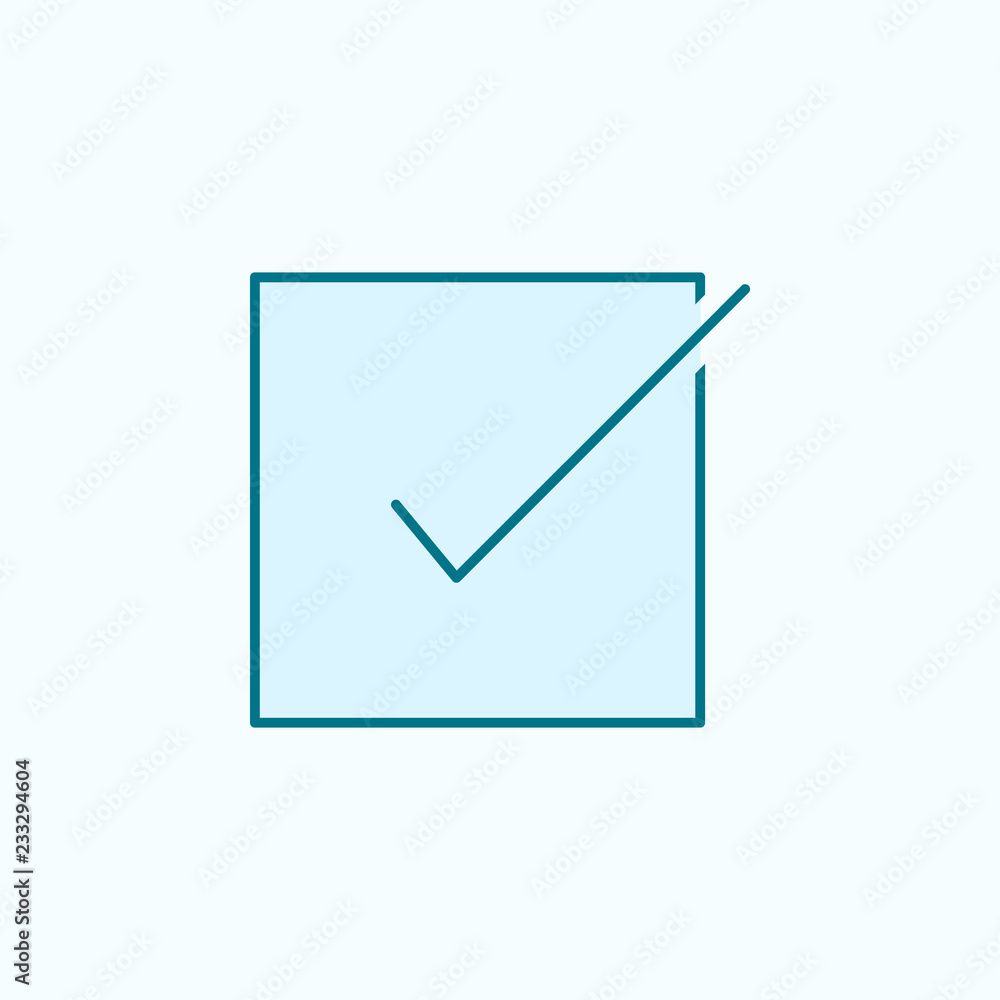 Poster sign checked 2 colored line icon. simple colored element illustration. sign checked outline symbol d