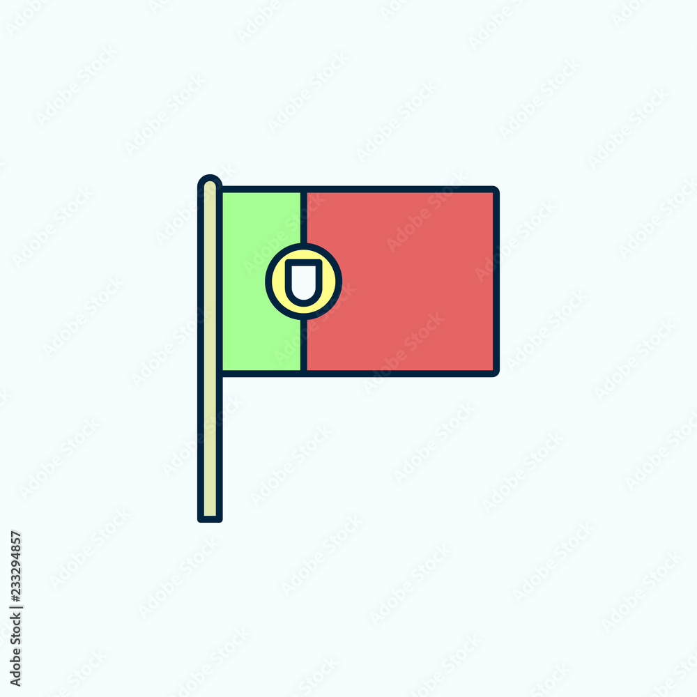 Poster portugal flag 2 colored line icon. simple colored element illustration. portugal outline symbol desi