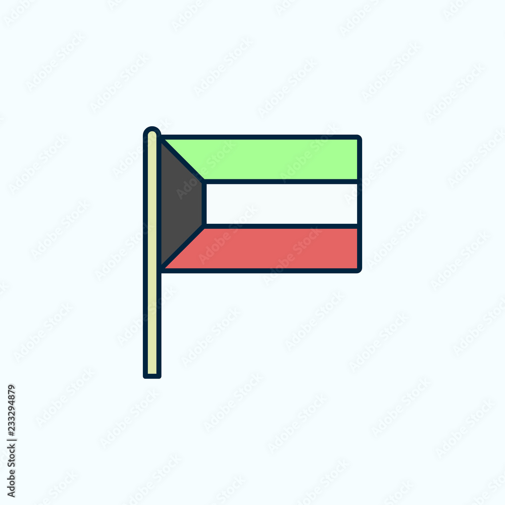 Poster Kuwait flag 2 colored line icon. Simple colored element illustration. Kuwait outline symbol design from flags set