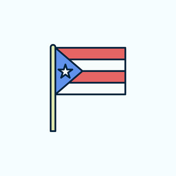 Puerto Rico flag 2 colored line icon. Simple colored element illustration. Puerto Rico outline symbol design from flags set