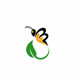 FB F B Initial Green Yellow Bee Logo Vector