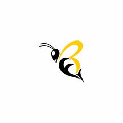 FB F B Initial Green Yellow Bee Logo Vector