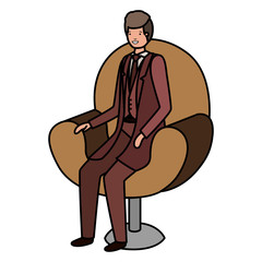 businessman sitting in chair avatar character