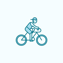 Obraz na płótnie Canvas cyclist 2 colored line icon. Simple colored element illustration. cyclist outline symbol design from canser set
