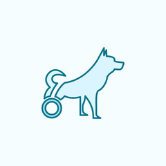 dog is disabled 2 colored line icon. Simple colored element illustration. dog is disabled outline symbol design from disabled set