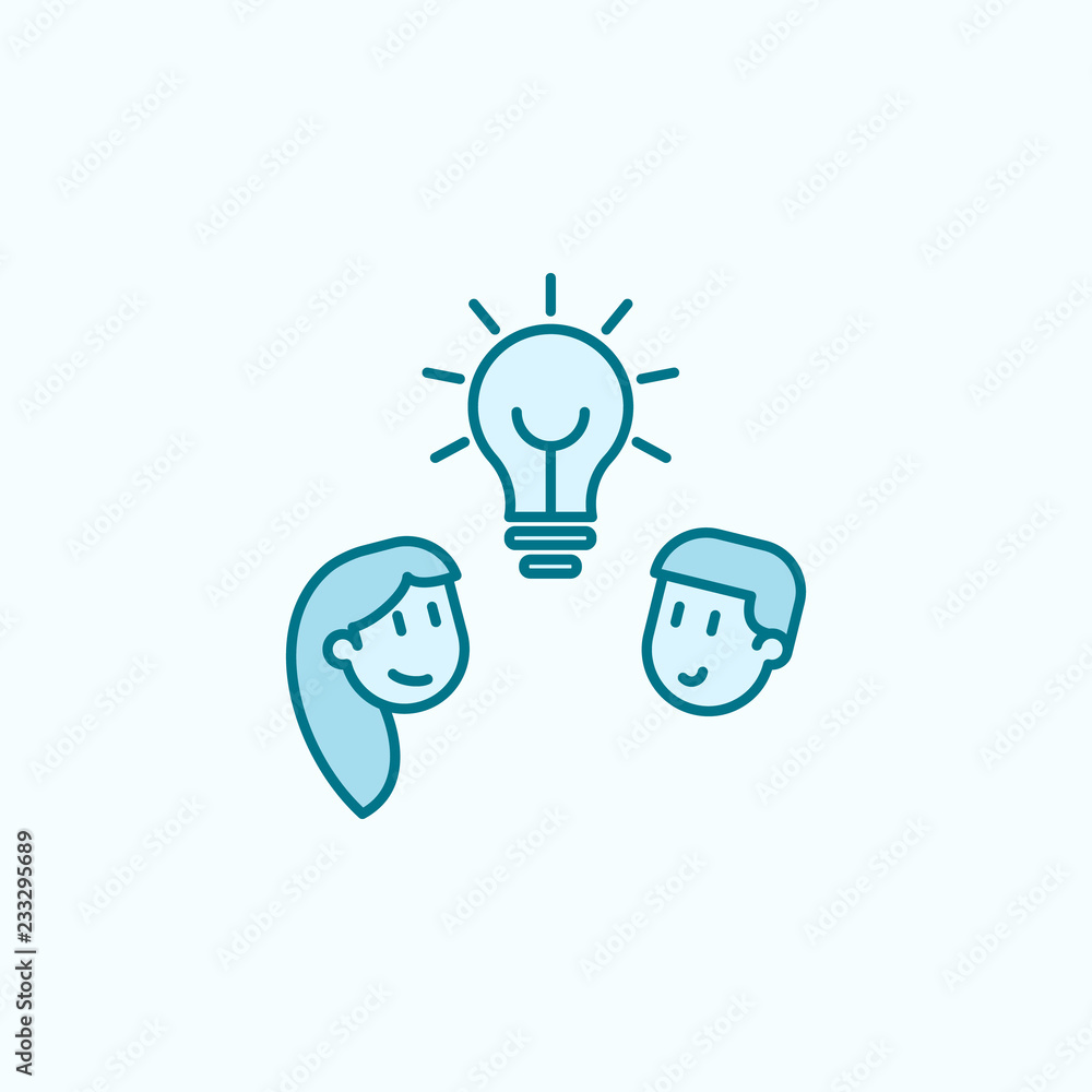 Poster friendly idea 2 colored line icon. simple colored element illustration. friendly idea outline symbol