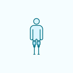 man with leg prosthesis 2 colored line icon. Simple colored element illustration. man with leg prosthesis outline symbol design from disabled set